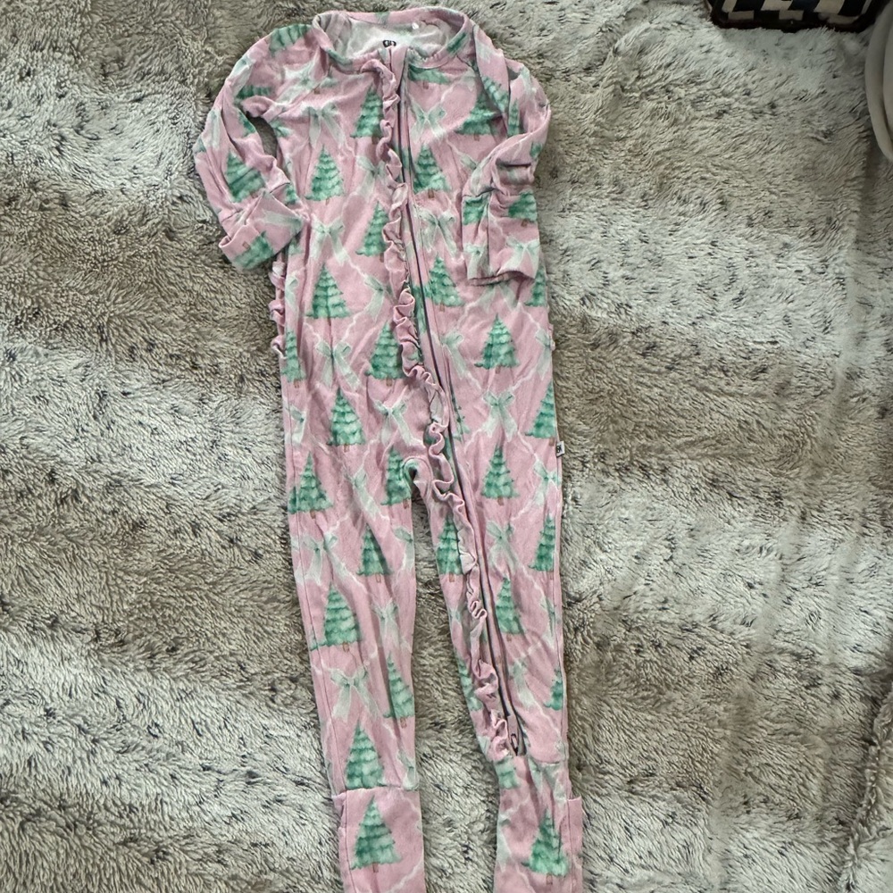 Bamboo Ruffle  Pink and Green Convertible Romper